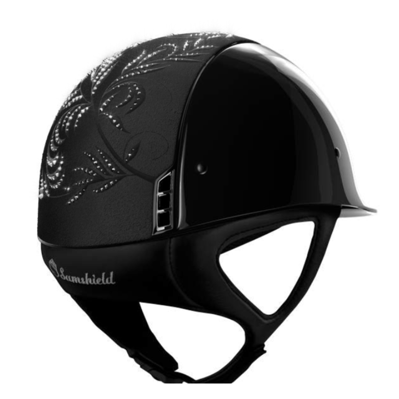 Samshield Shadow Glossy Helmet with Flower Jewellery Top Black-1